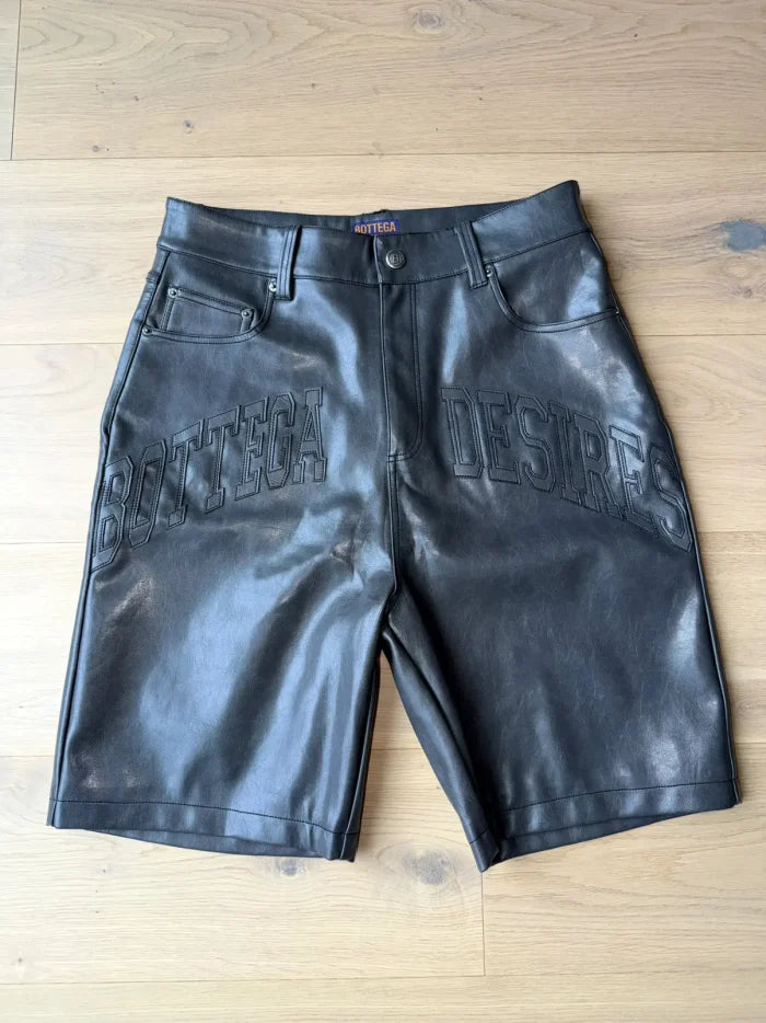 Botega Desires Leather Shorts Blue